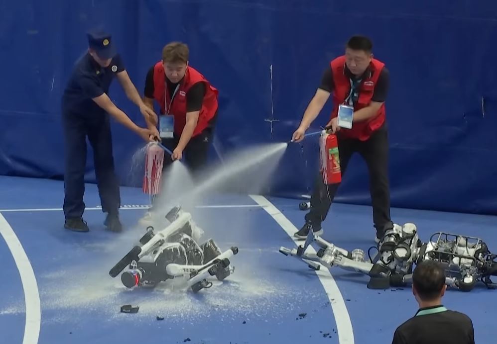 Robot Catches Fire Mid-Race at Beijing Games — And the Crowd Went Wild