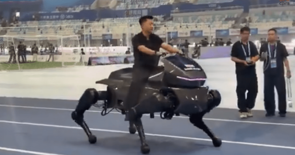 humanoid robot riding mechanical horse humanoid robot riding mechanical horse