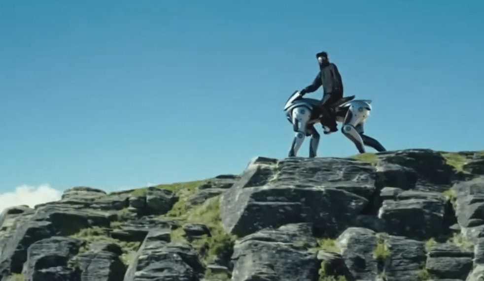 humanoid robot riding mechanical horse